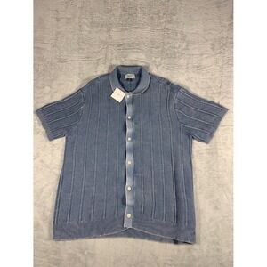 American Eagle Mens L Blue Button-Up NWT Full Button Front Shirt Short Sleeve